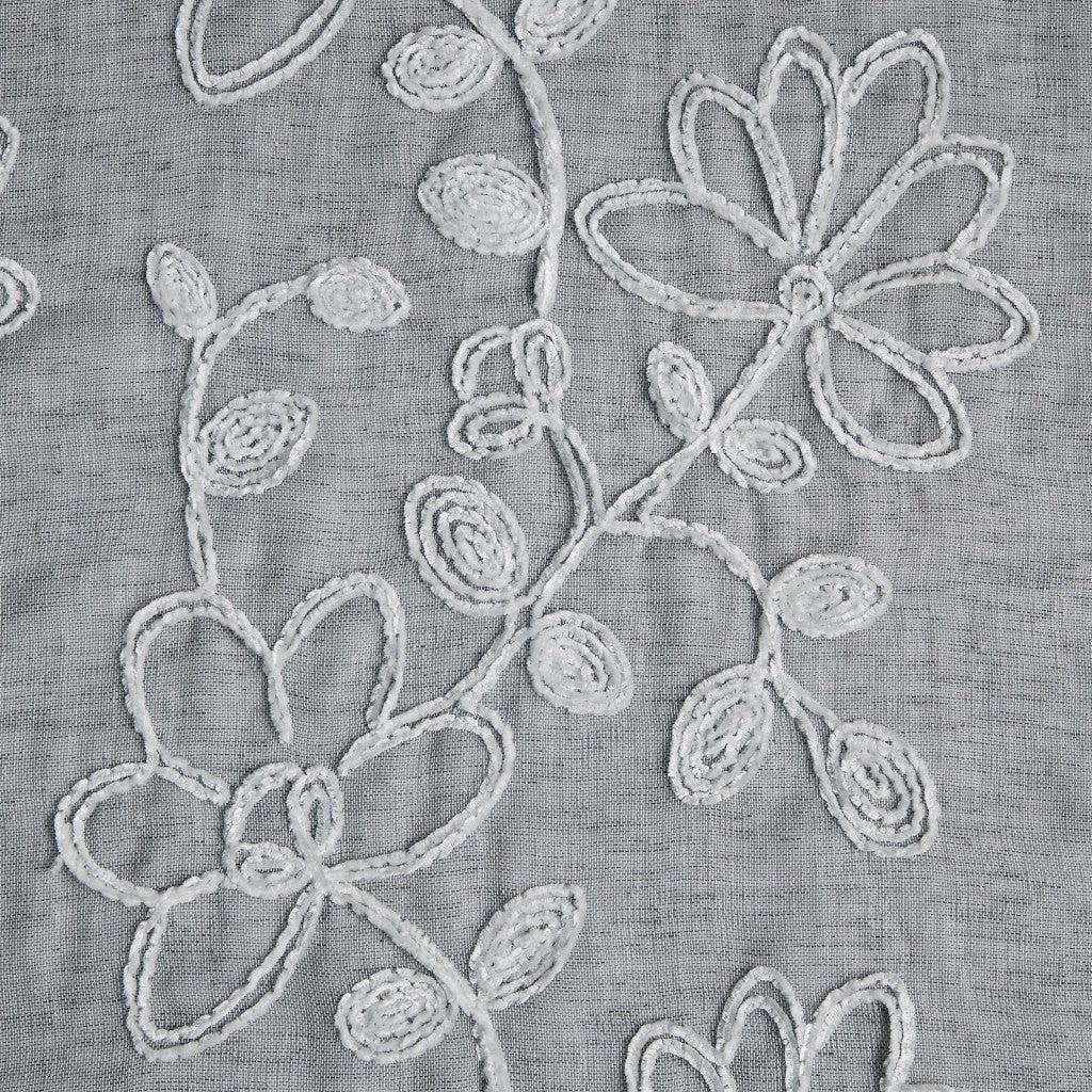 Set of Two 96"  Silver Floral Embroidered Window Panels
