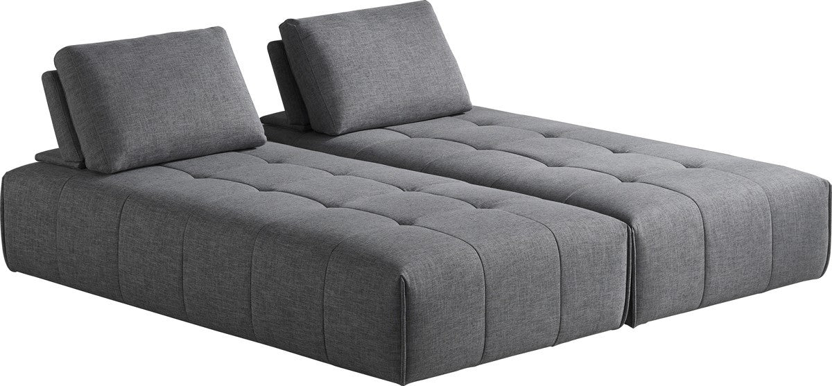 Gray Polyester Modular L Shaped Two Piece Sofa and Chaise Sectional