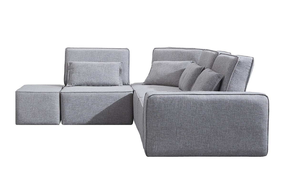 Light Gray Polyester Modular L Shaped Four Piece Corner Sectional