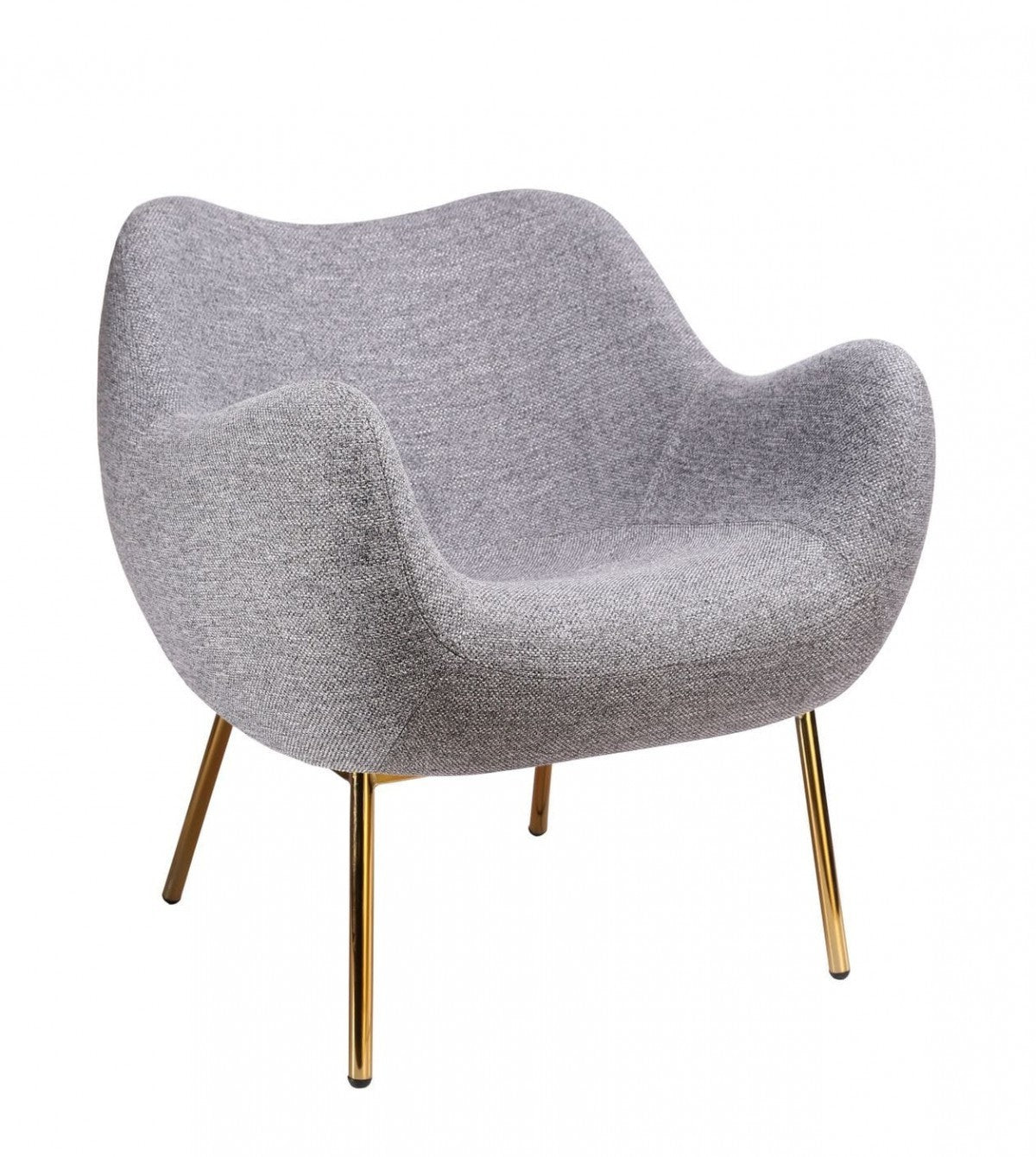 27" Gray And Gold Upholstered Wingback Chair