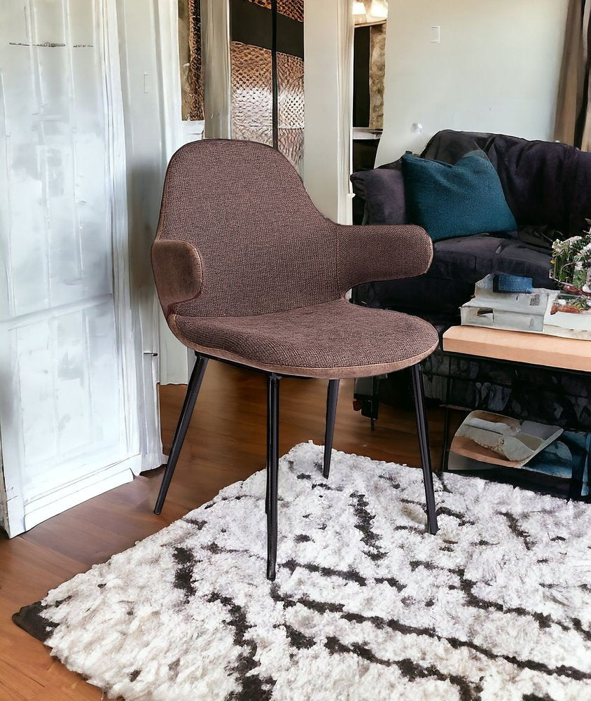 23" Brown And Black Upholstered Arm Chair