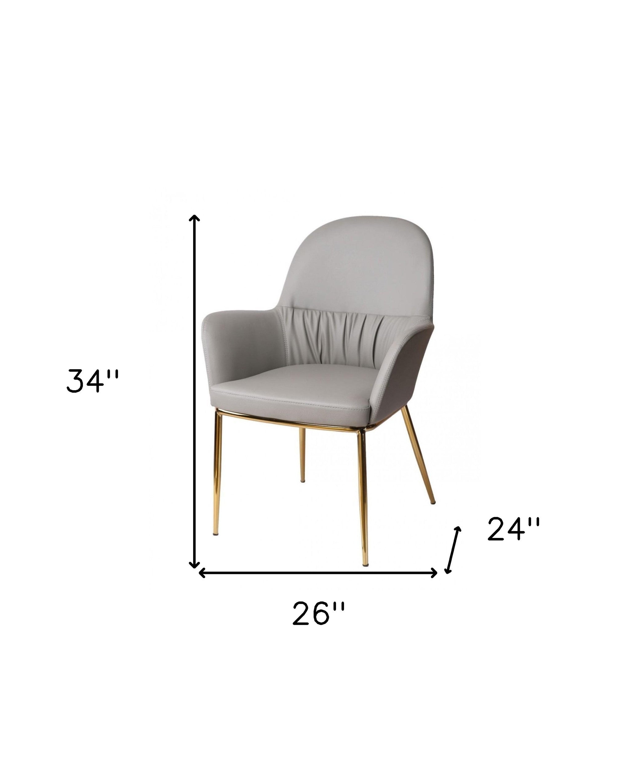 34" Mod Gray Faux Leather and Gold Accent Chair