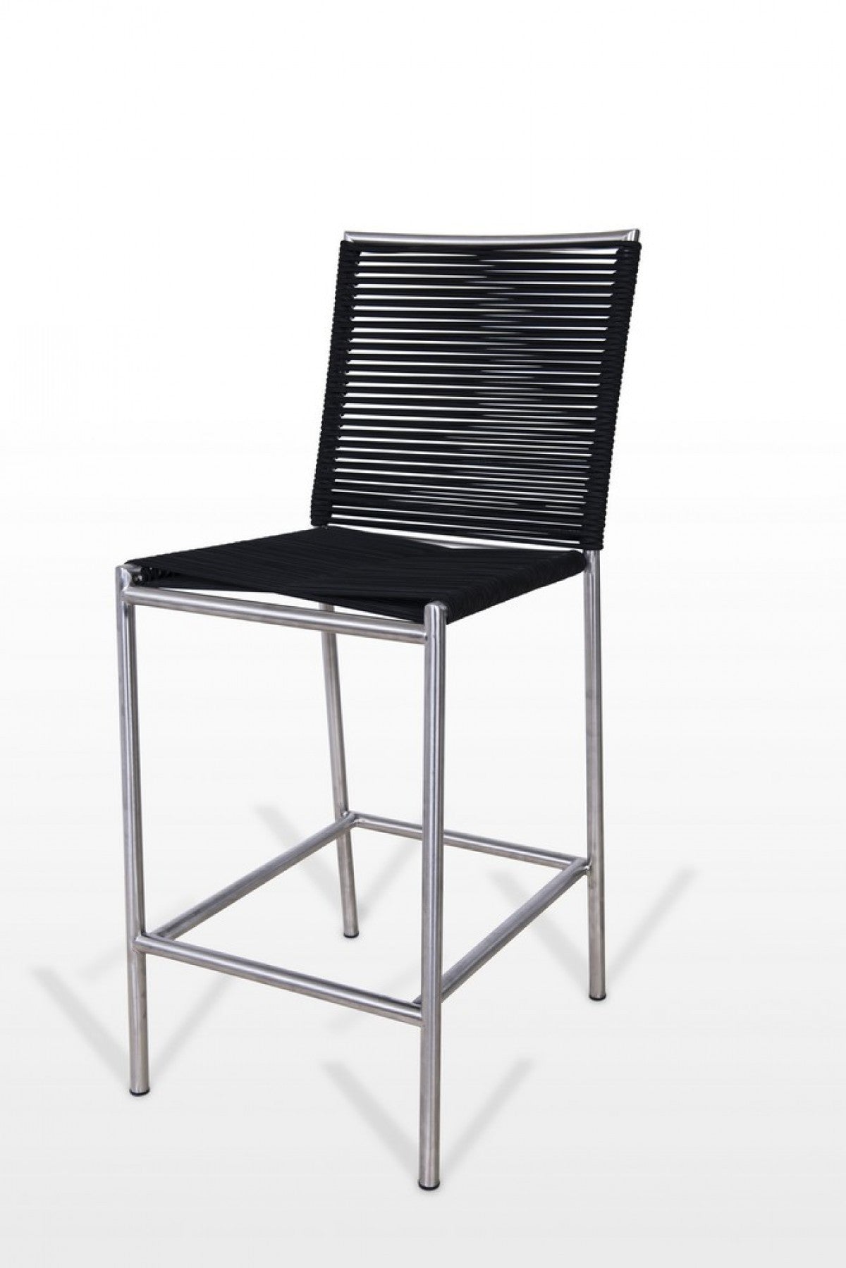30" Black And Silver Fabric And Steel Bar Height Bar Chair
