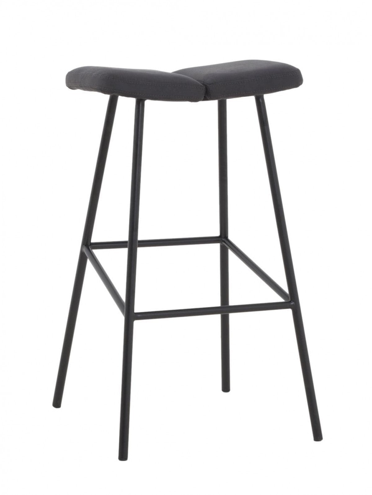 30" Gray And Black Fabric And Steel Backless Bar Height Bar Chair