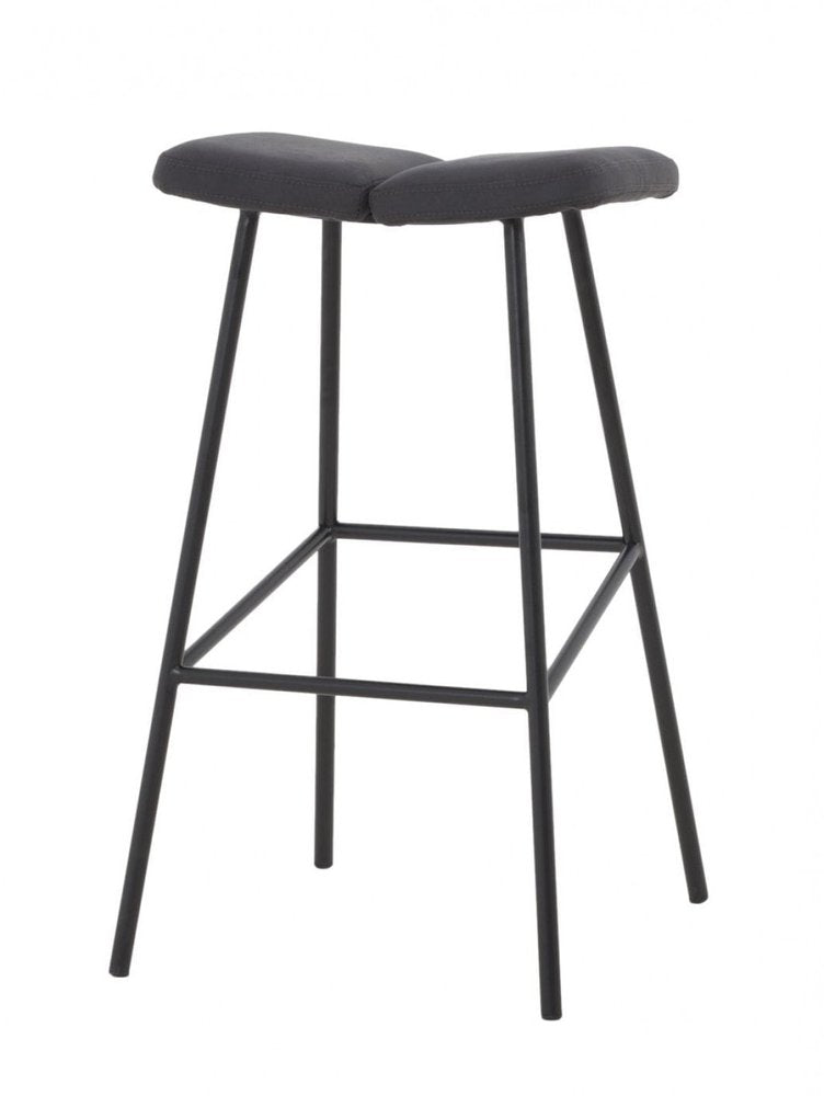 30" Gray And Black Fabric And Steel Backless Bar Height Bar Chair