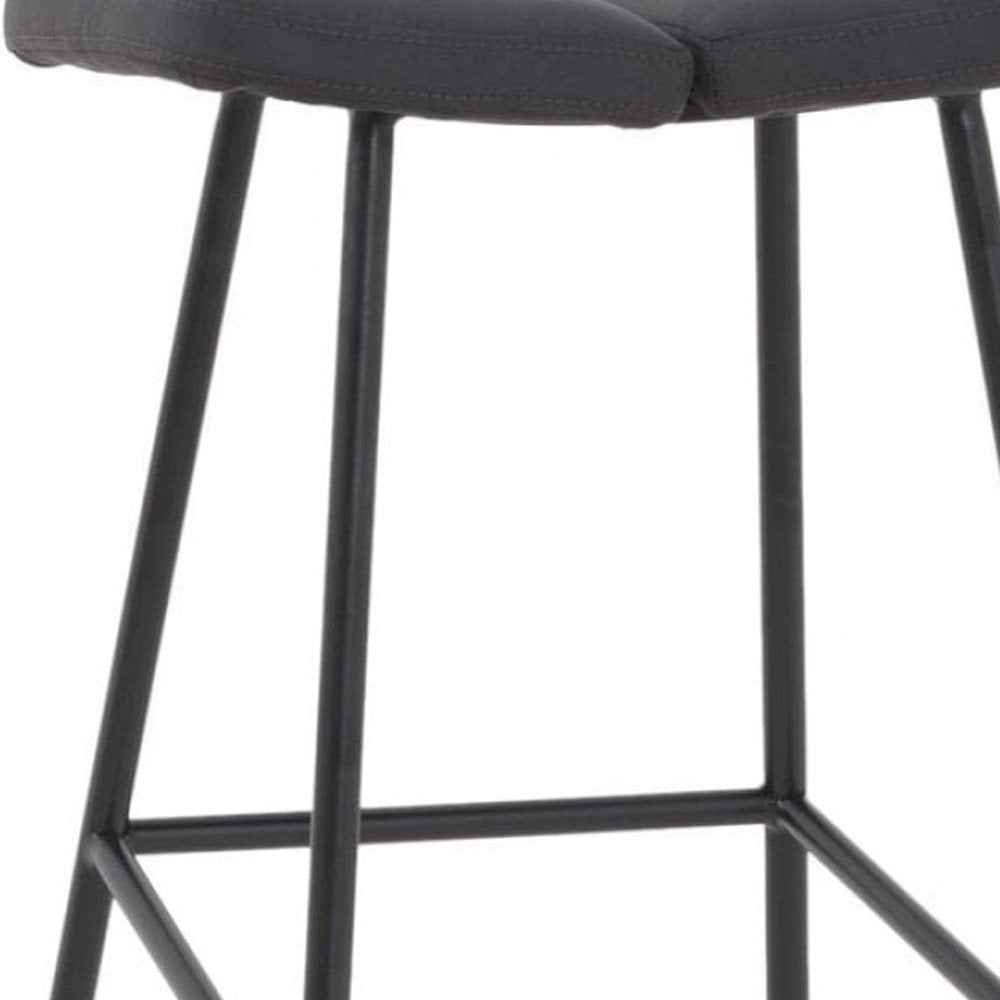30" Gray And Black Fabric And Steel Backless Bar Height Bar Chair