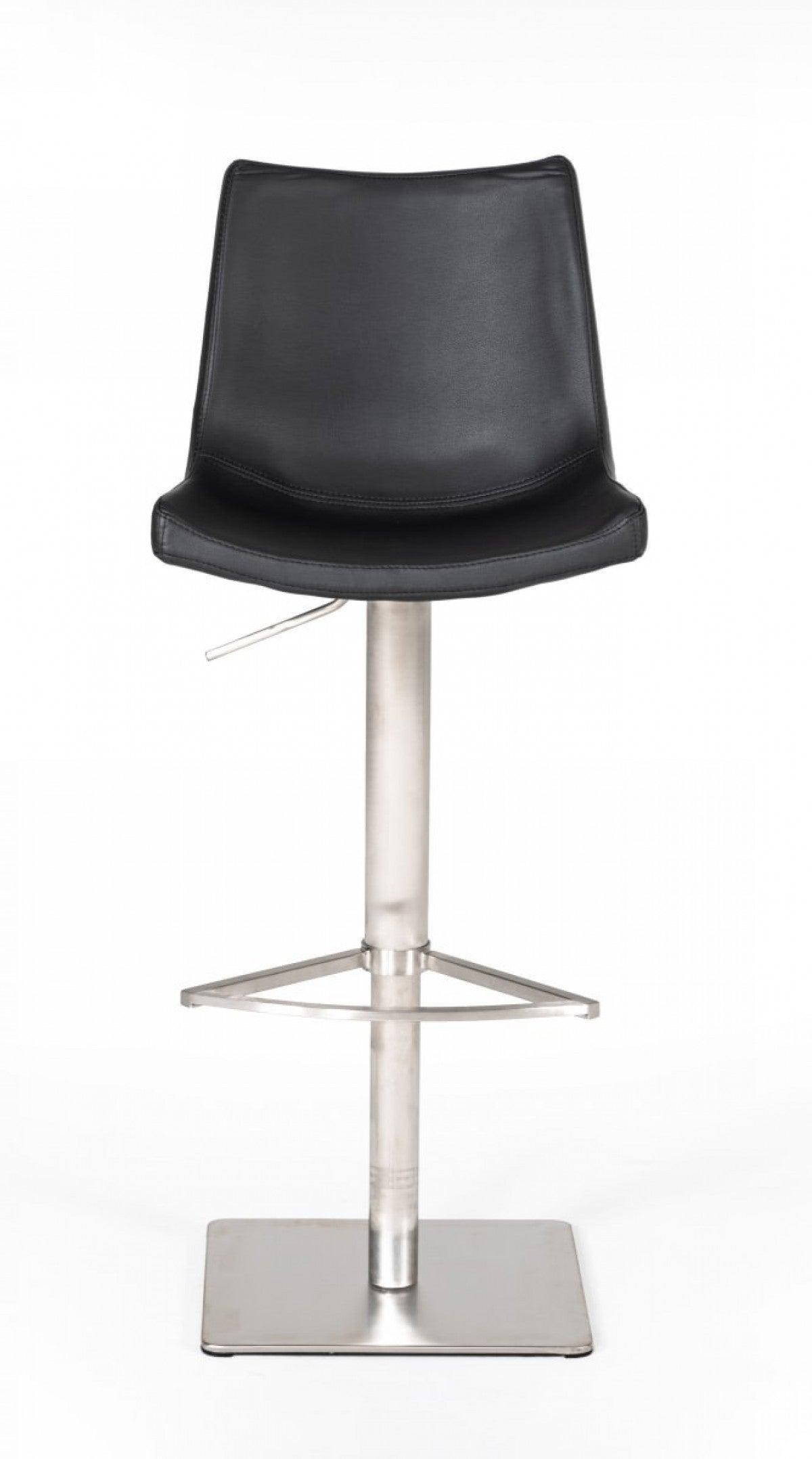 Black And Silver Faux Leather And Steel Low Back Bar Height Swivel Bar Chair