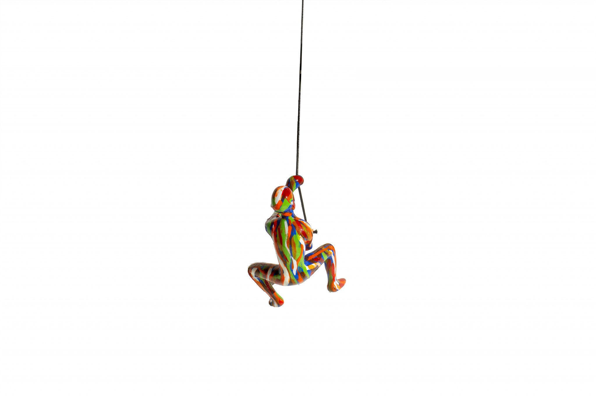 6" Rainbow Multi Unique Climbing Man With Rope Wall Art