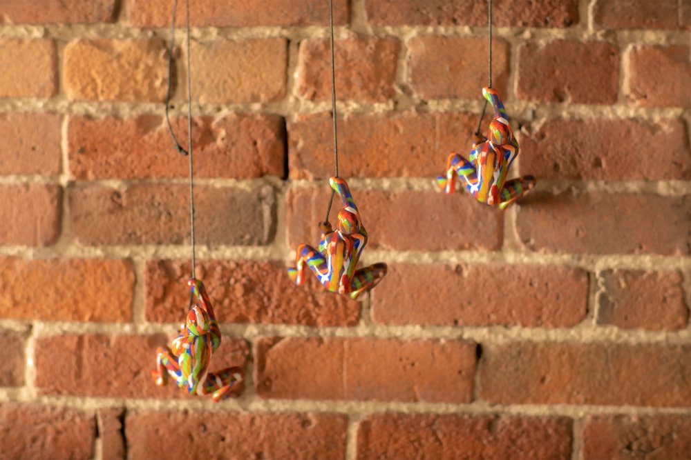 Set of Three Rainbow People Resin Climbing Man Hanging Dimensional Sculpture