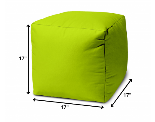 17" Cool Lemongrass Green Solid Color Indoor Outdoor Pouf Ottoman