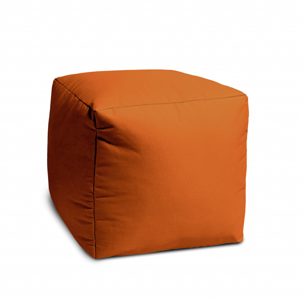 17" Cool Orange Solid Color Indoor Outdoor Pouf Ottoman