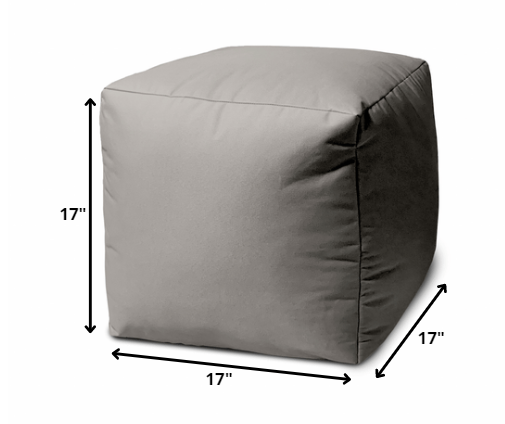 17" Cool Neutral Ivory Solid Color Indoor Outdoor Pouf Ottoman