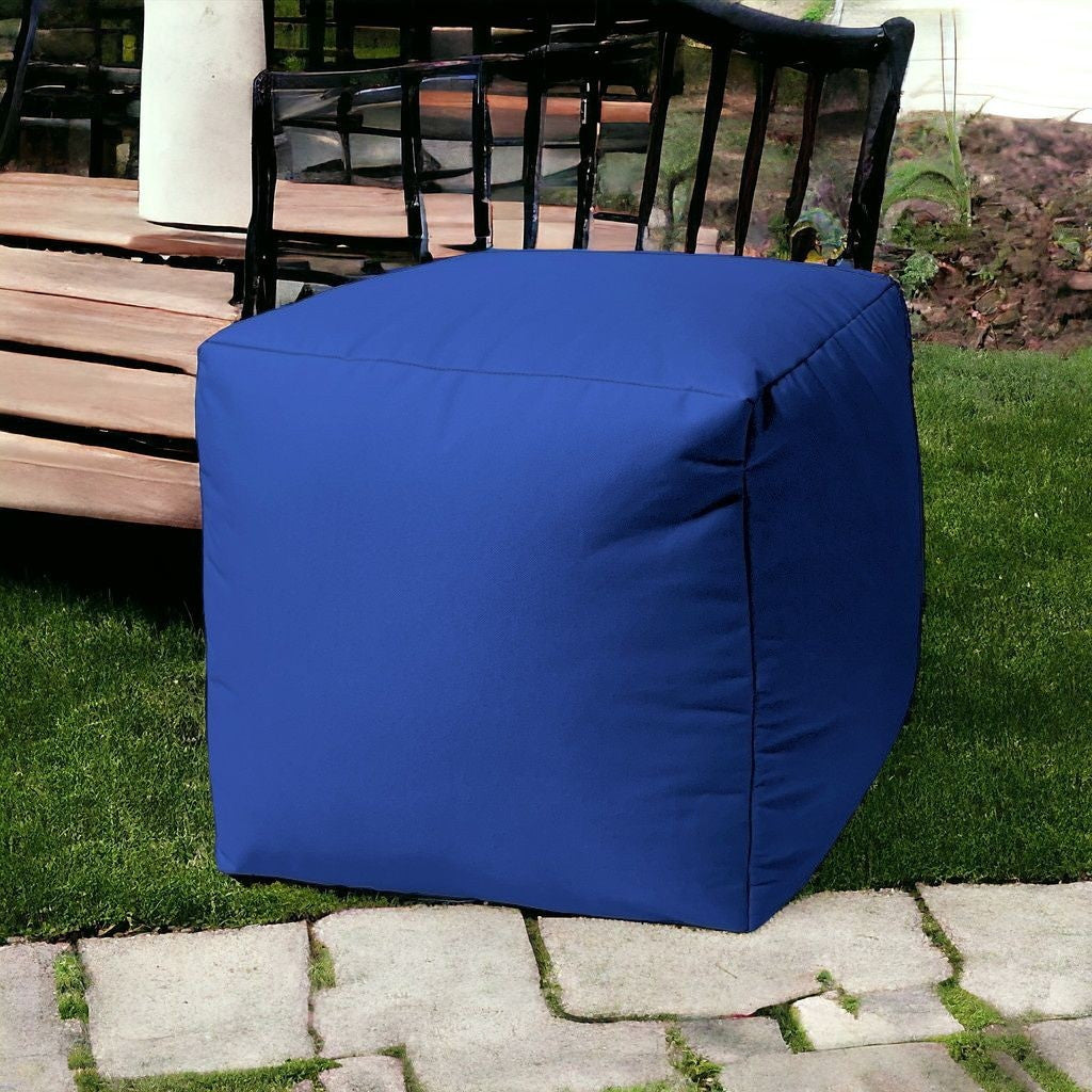 17" Cool Primary Red Solid Color Indoor Outdoor Pouf Ottoman