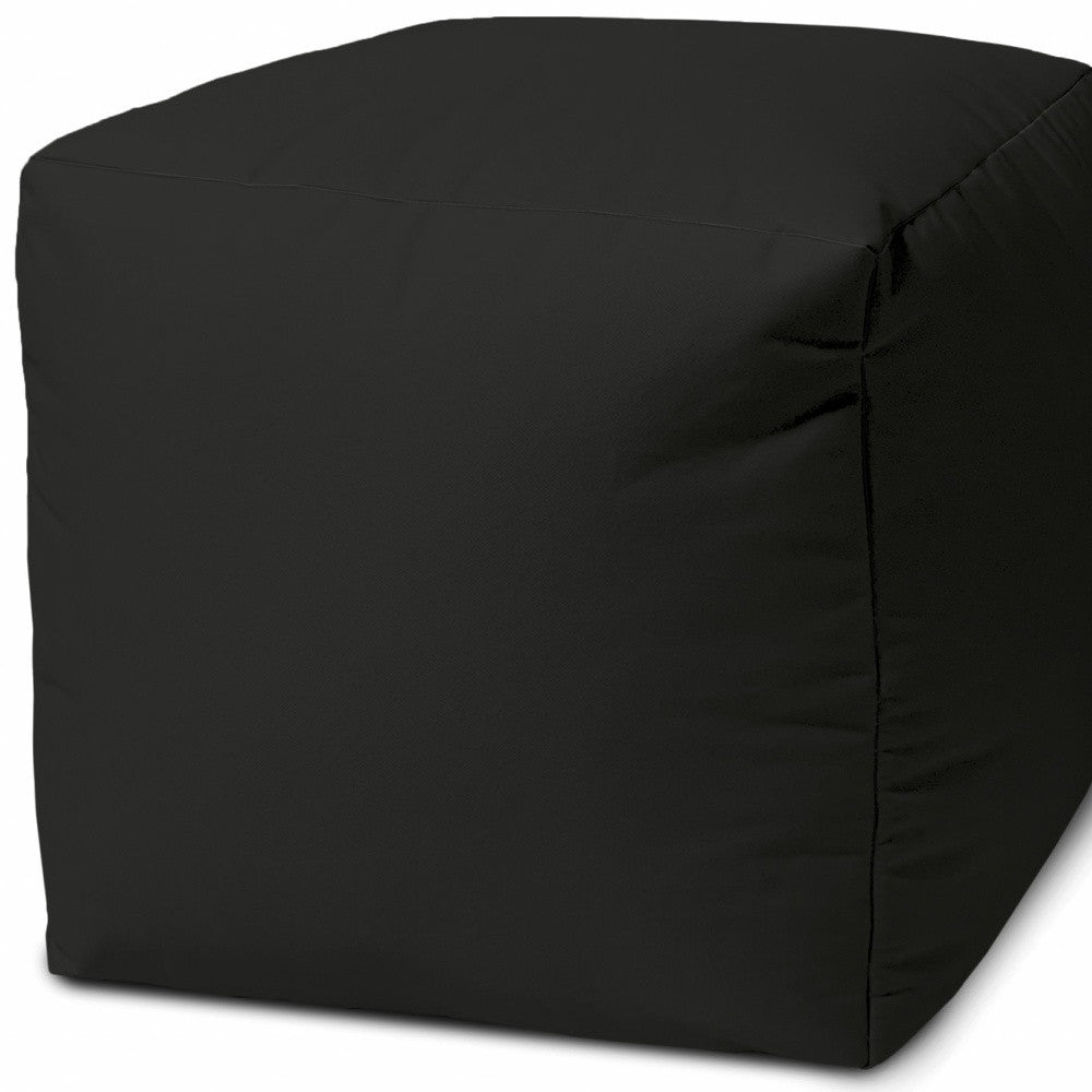 17" Cool Jet Black Solid Color Indoor Outdoor Pouf Ottoman