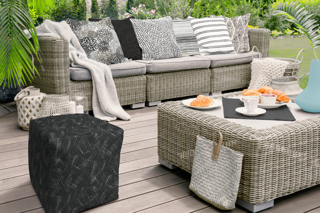 17" Gray Polyester Cube Indoor Outdoor Pouf Ottoman