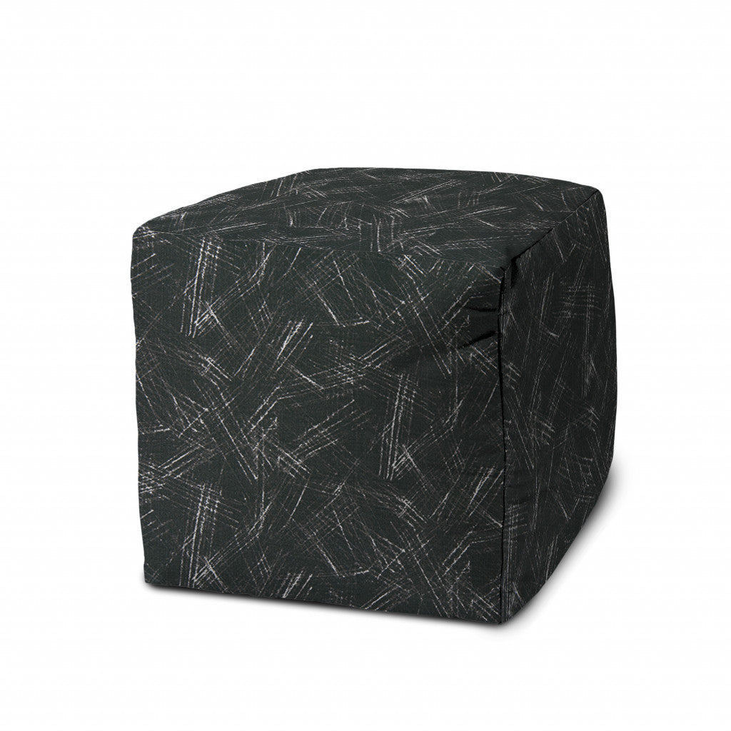 17" Gray Polyester Cube Indoor Outdoor Pouf Ottoman