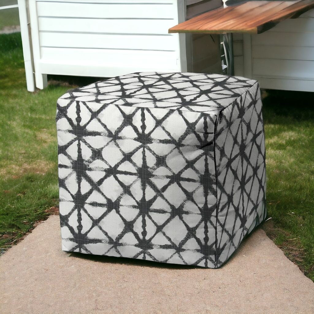 17" Gray Polyester Cube Indoor Outdoor Pouf Ottoman