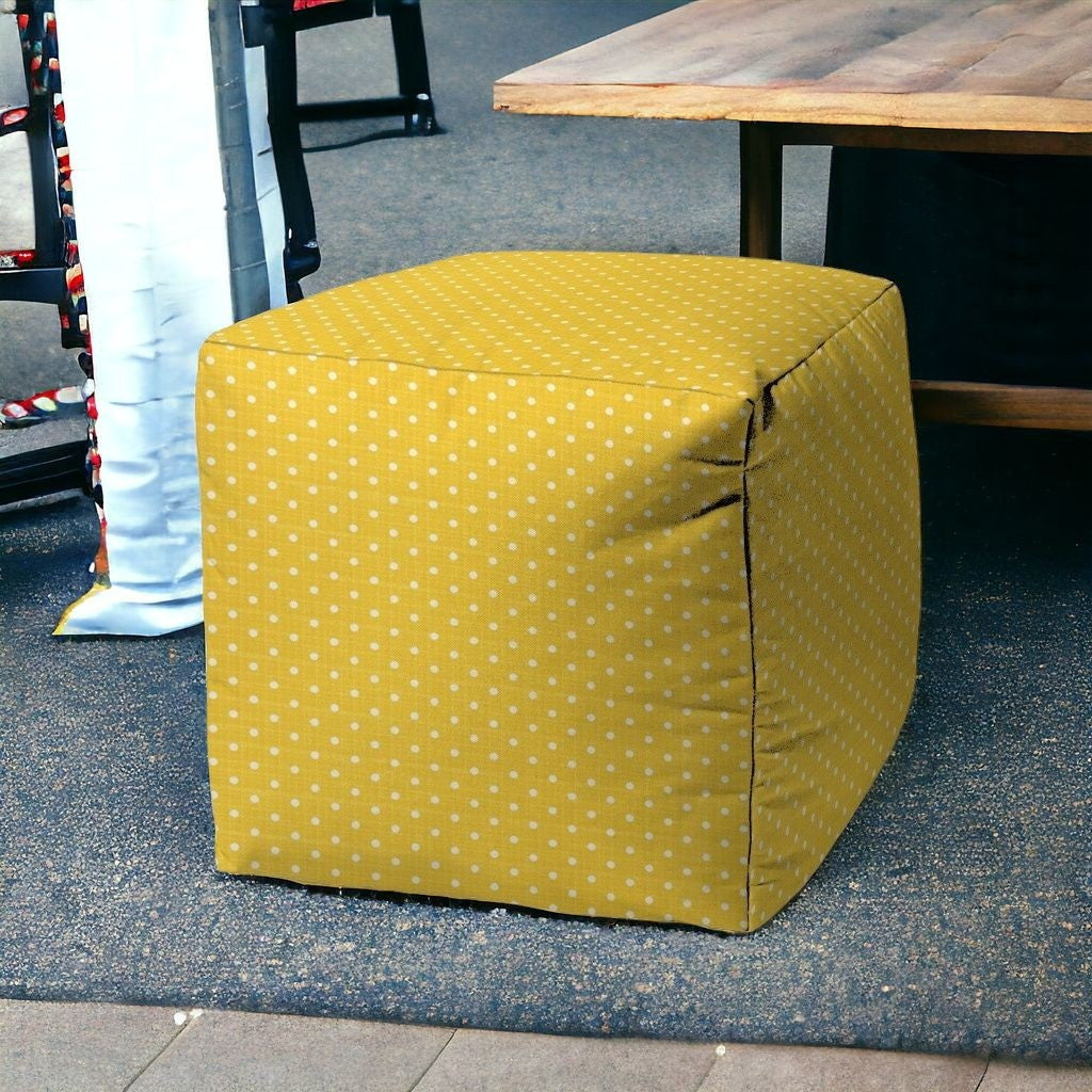 17" Yellow Cube Polka Dots Indoor Outdoor Pouf Cover