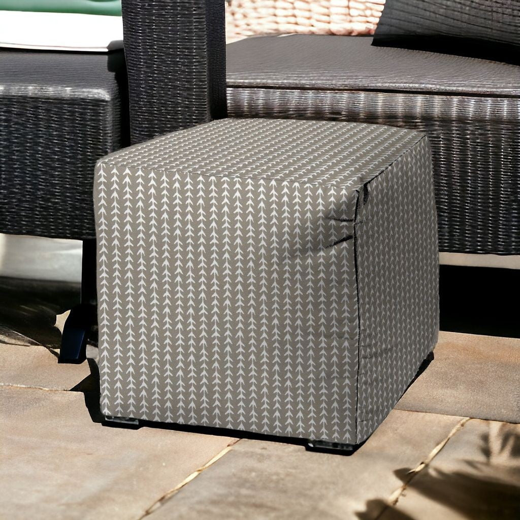 17" Taupe Cube Geometric Indoor Outdoor Pouf Cover