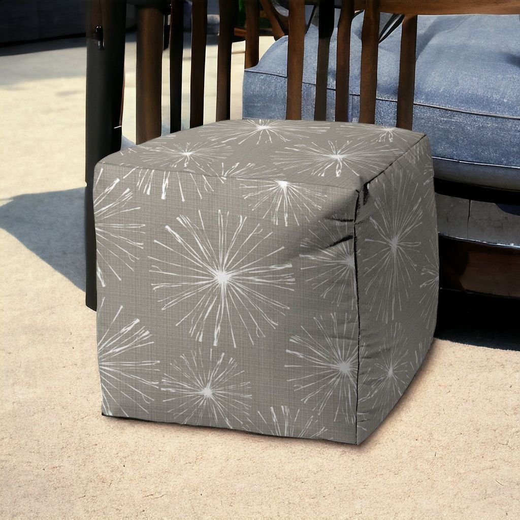 17" Taupe Cube Geometric Indoor Outdoor Pouf Cover