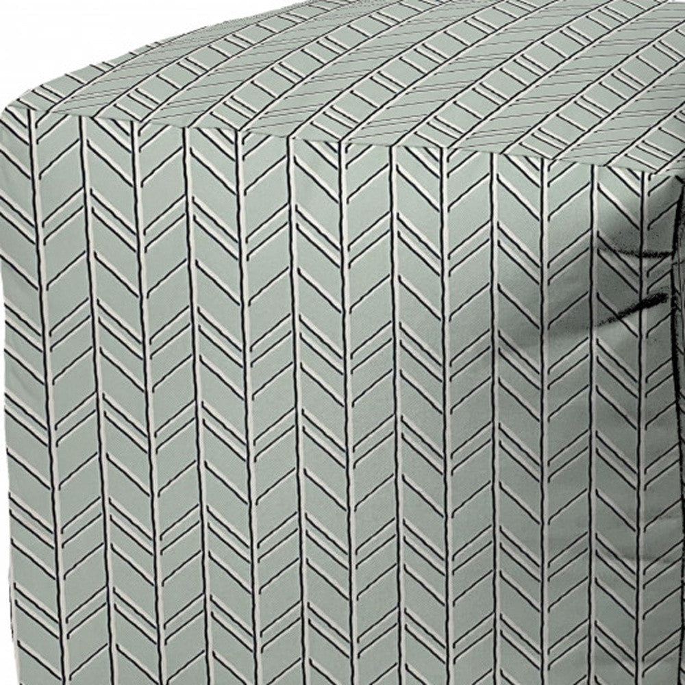 17" Green Cube Geometric Indoor Outdoor Pouf Cover