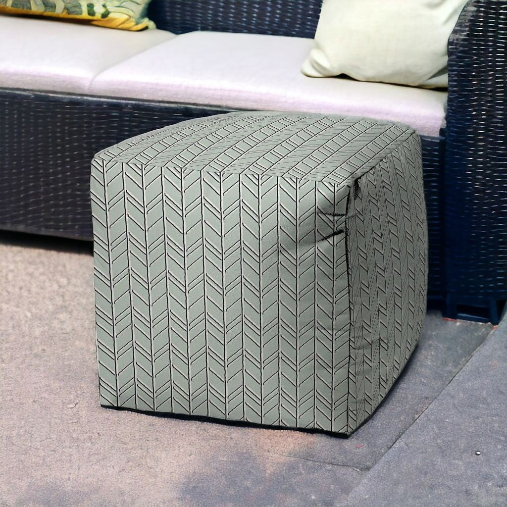 17" Green Cube Geometric Indoor Outdoor Pouf Cover