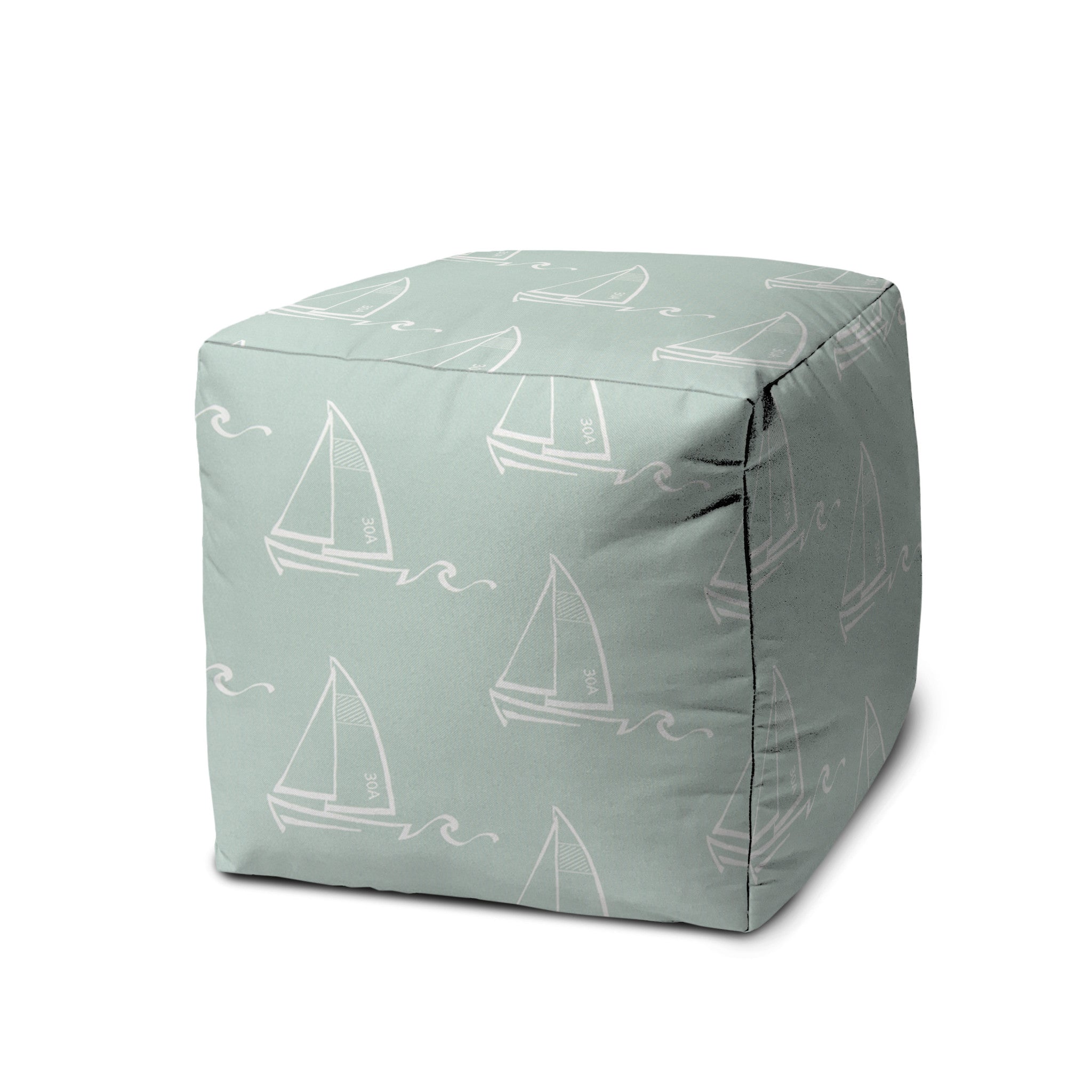 17" Green Cube Indoor Outdoor Pouf Cover