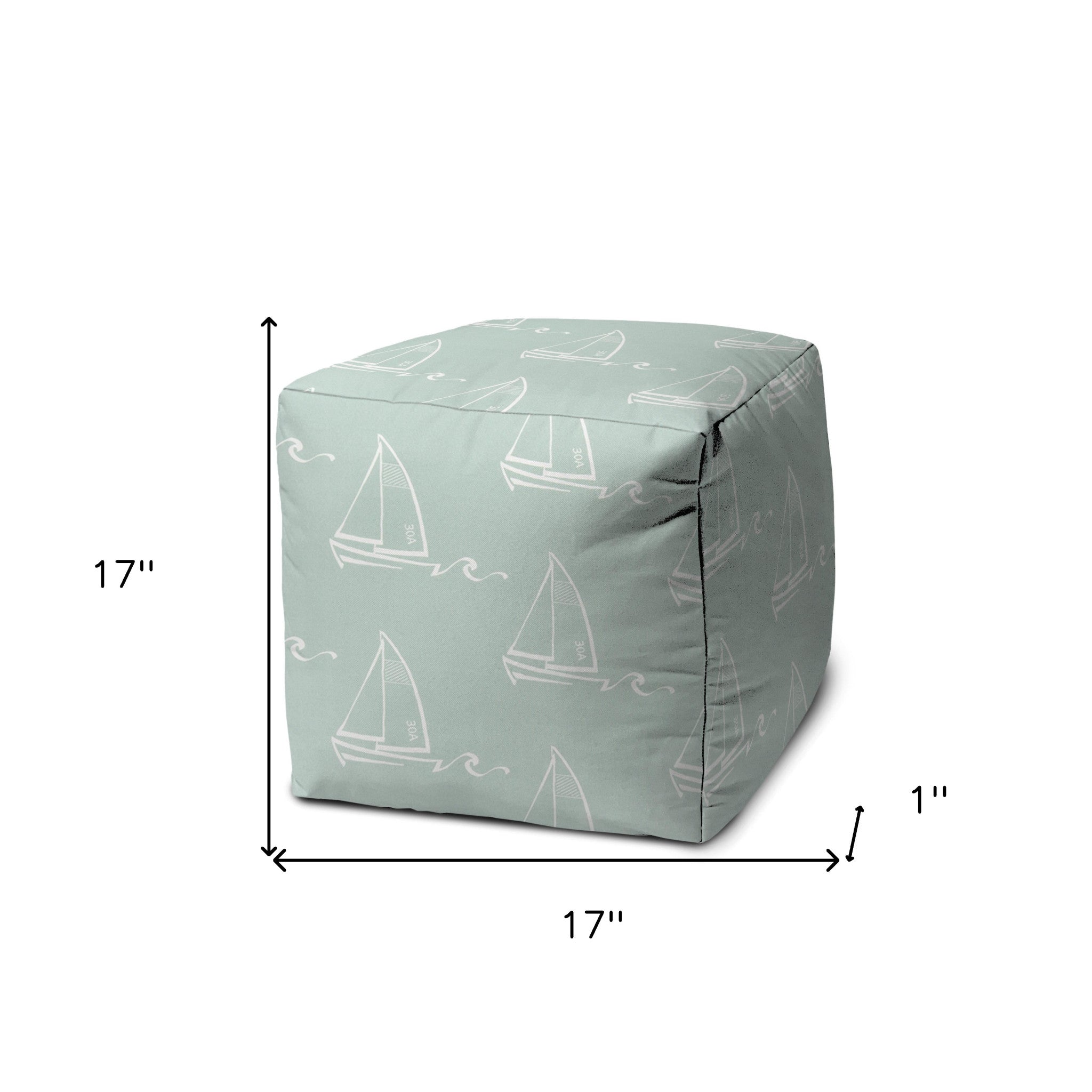 17" Green Cube Indoor Outdoor Pouf Cover