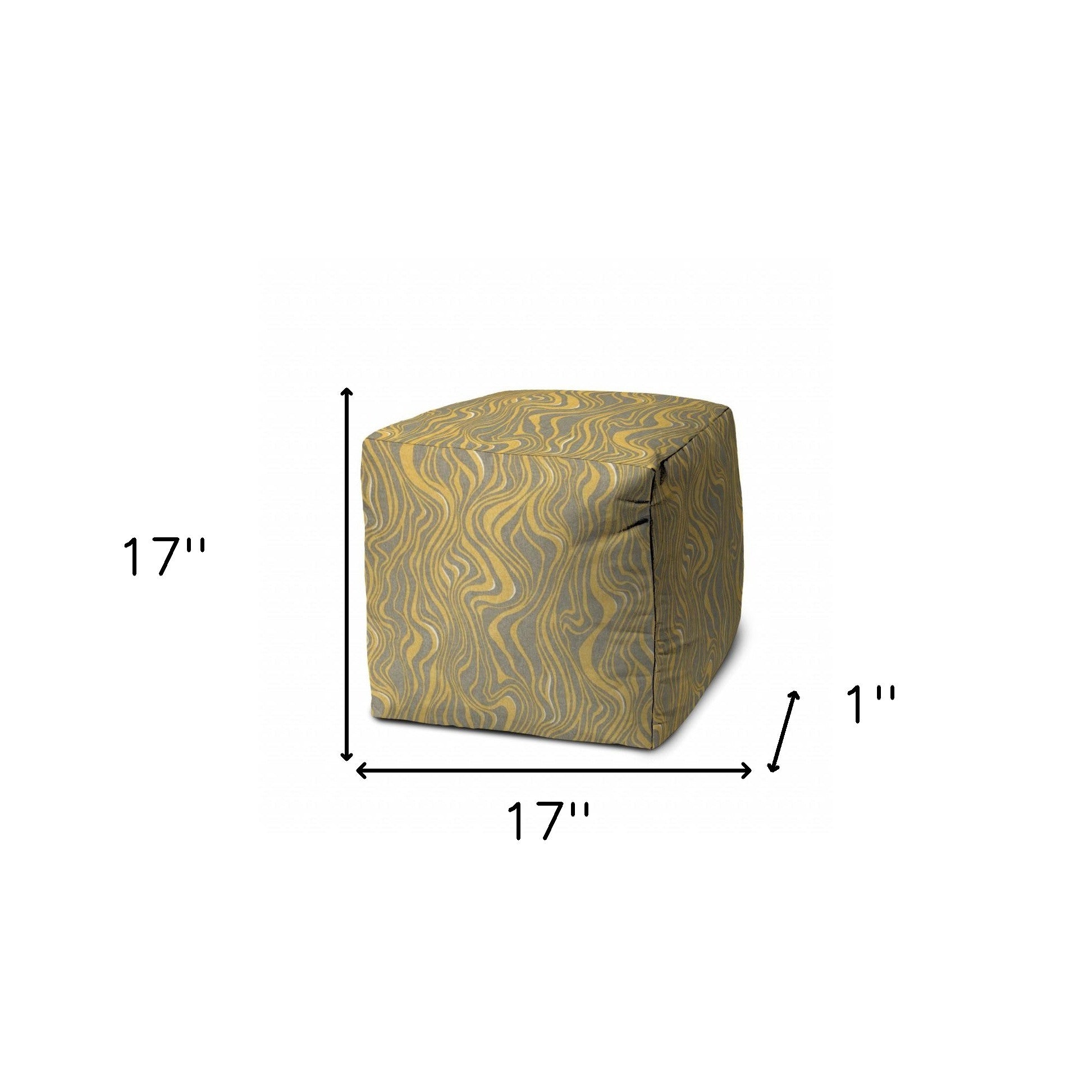 17" Yellow Cube Abstract Indoor Outdoor Pouf Cover