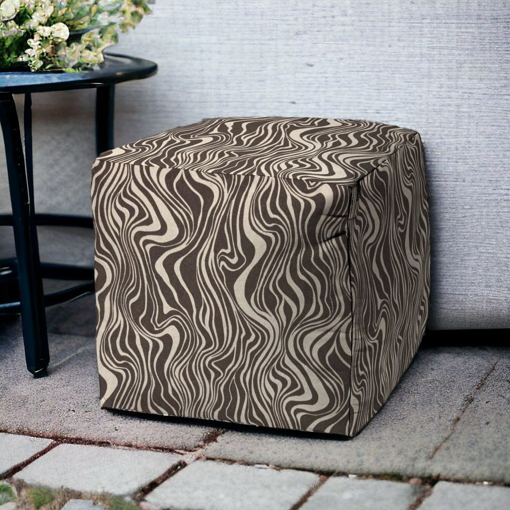 17" Brown Cube Abstract Indoor Outdoor Pouf Cover