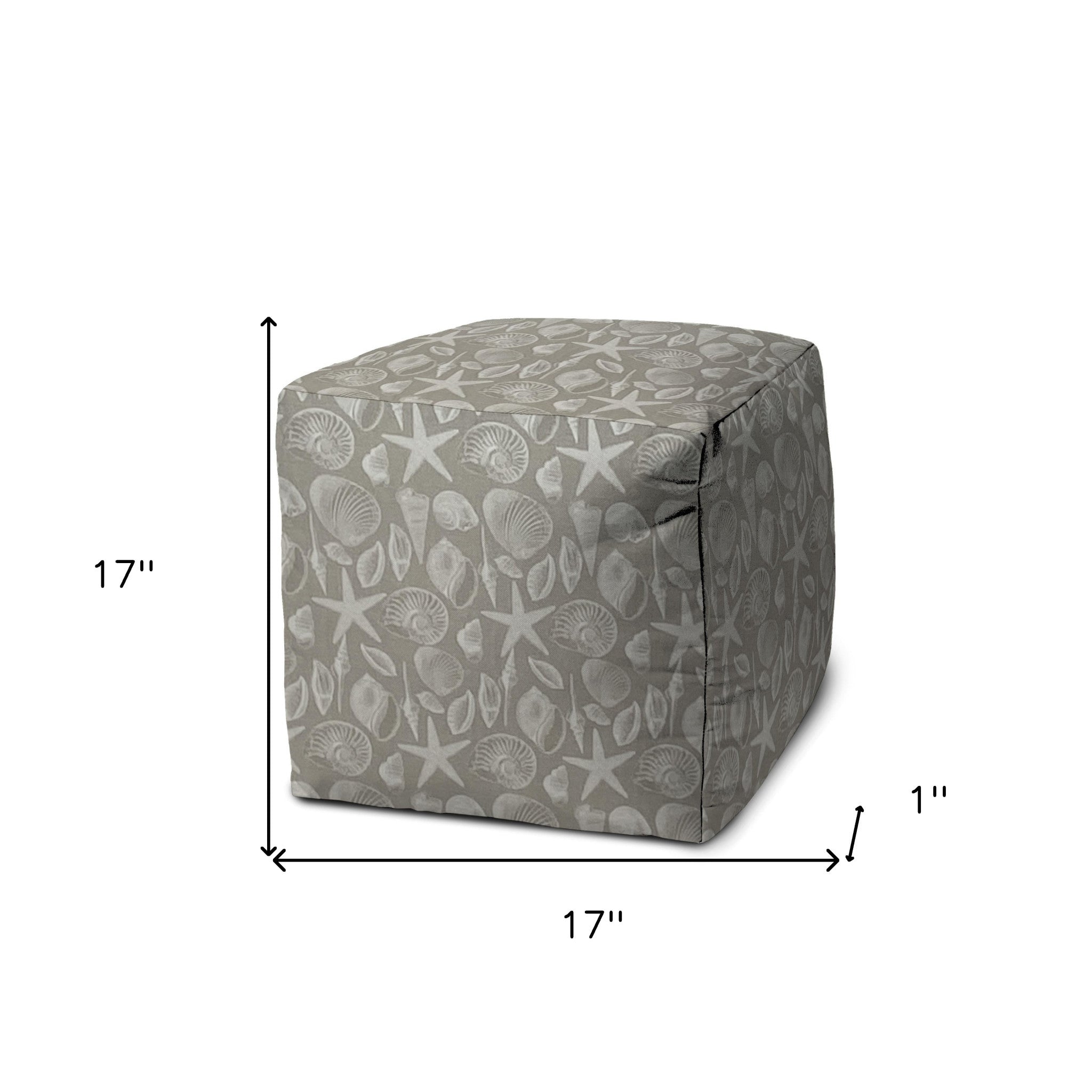 17" Gray Cube Indoor Outdoor Pouf Cover