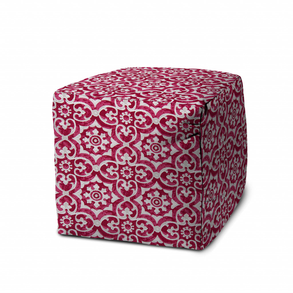 17" Pink Cube Indoor Outdoor Pouf Cover