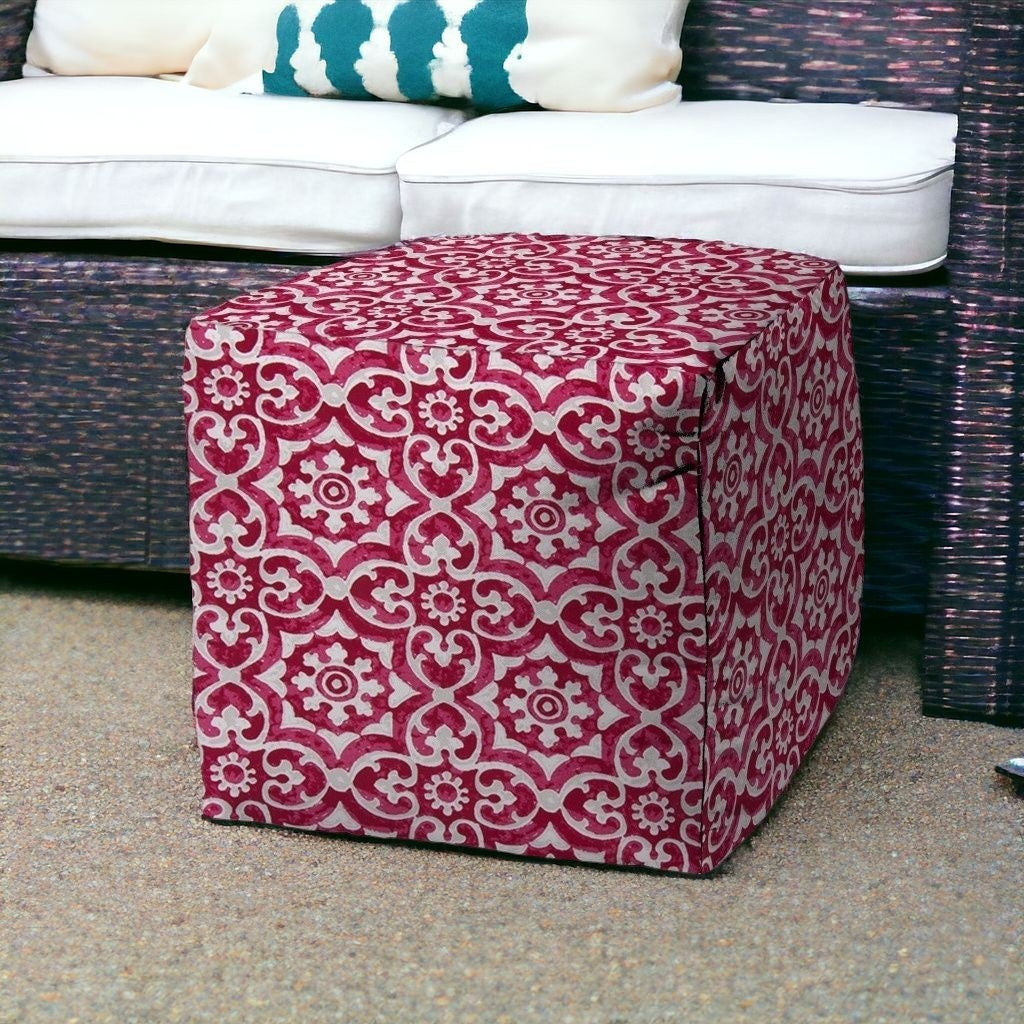 17" Pink Cube Indoor Outdoor Pouf Cover