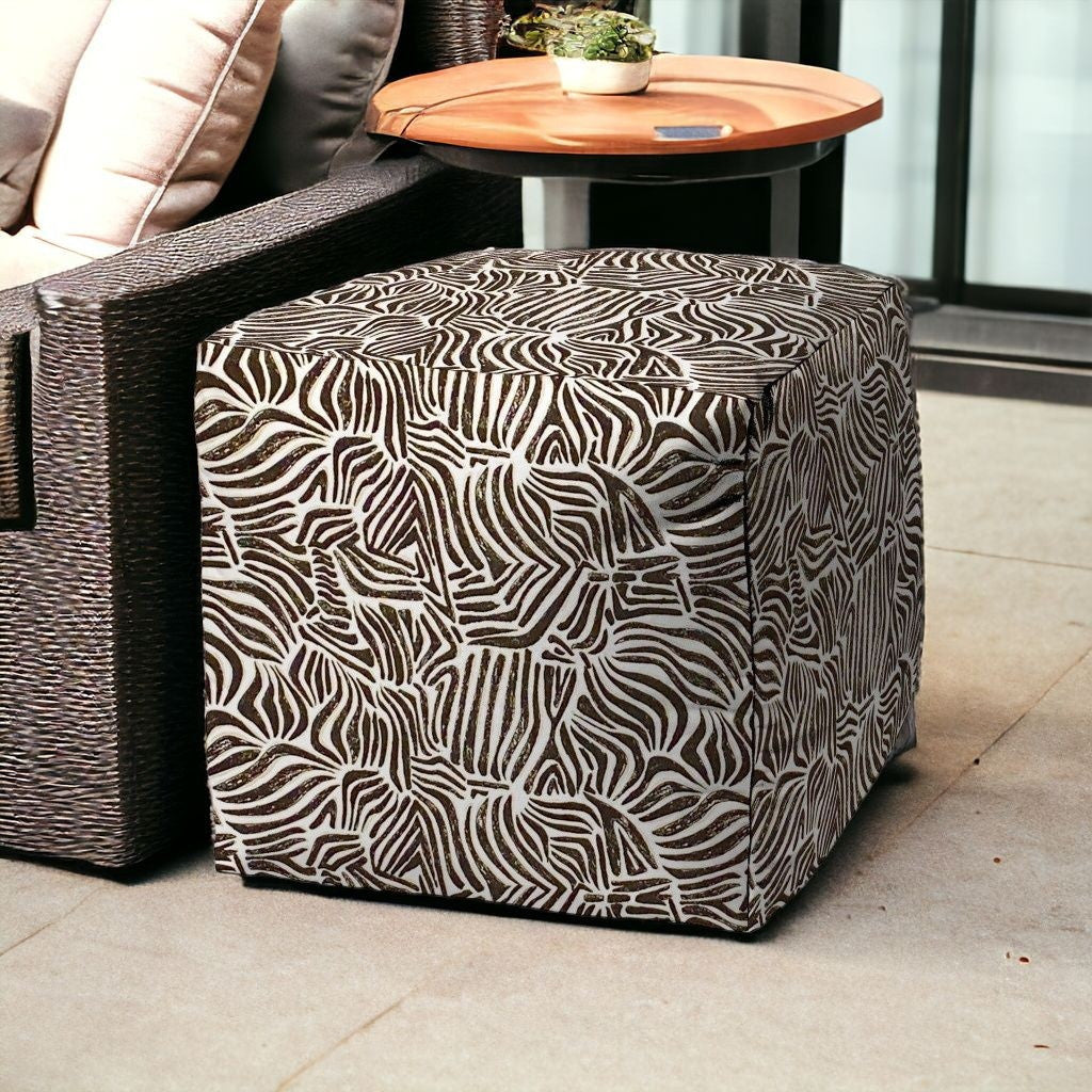 17" Black Cube Abstract Indoor Outdoor Pouf Cover
