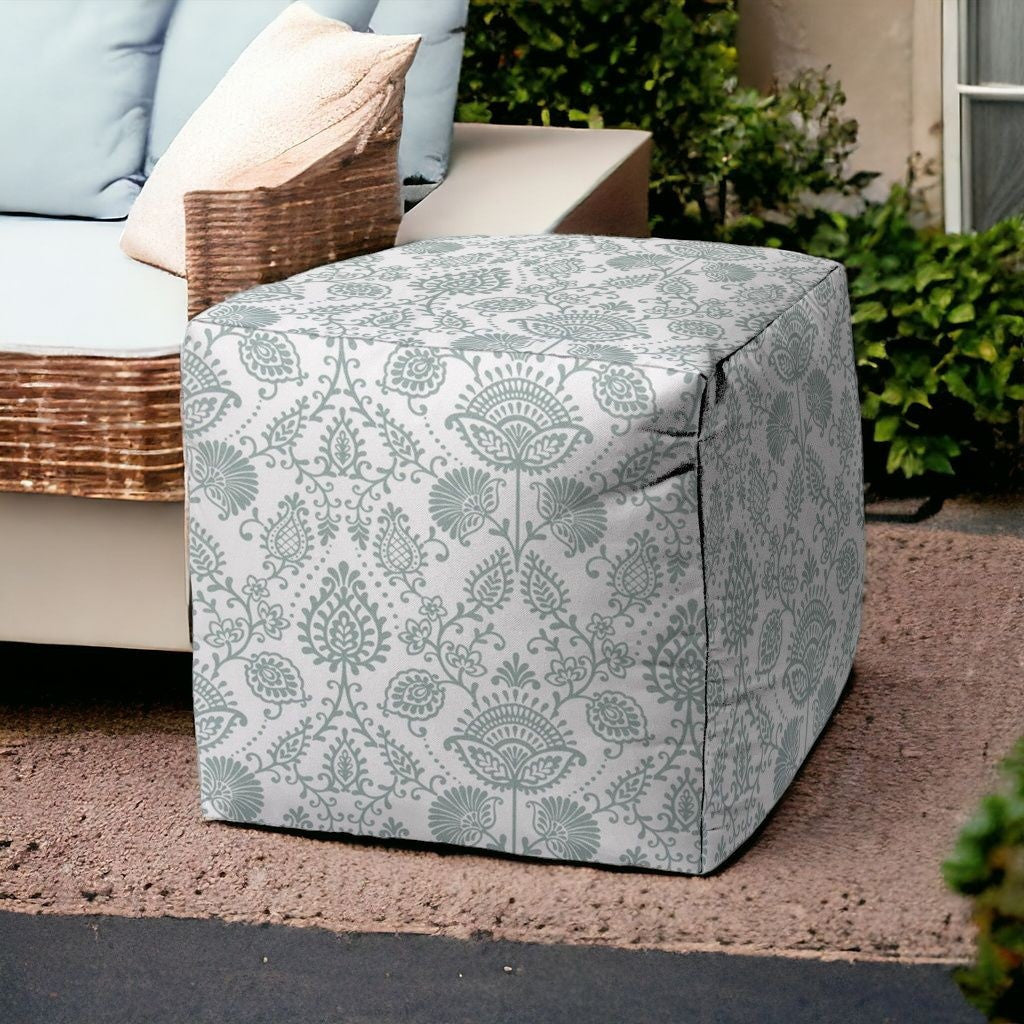 17" Gray Cube Indoor Outdoor Pouf Cover