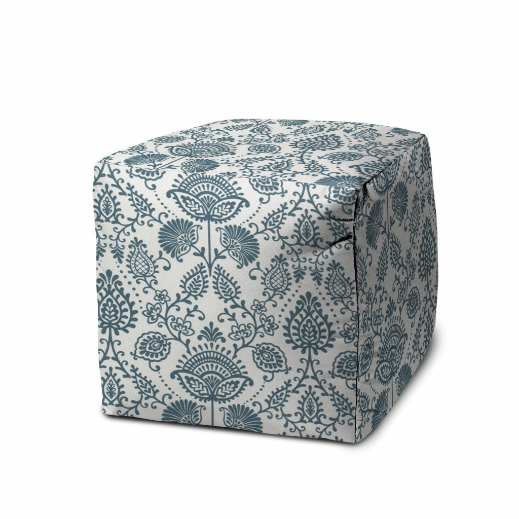 17" Gray Cube Indoor Outdoor Pouf Cover