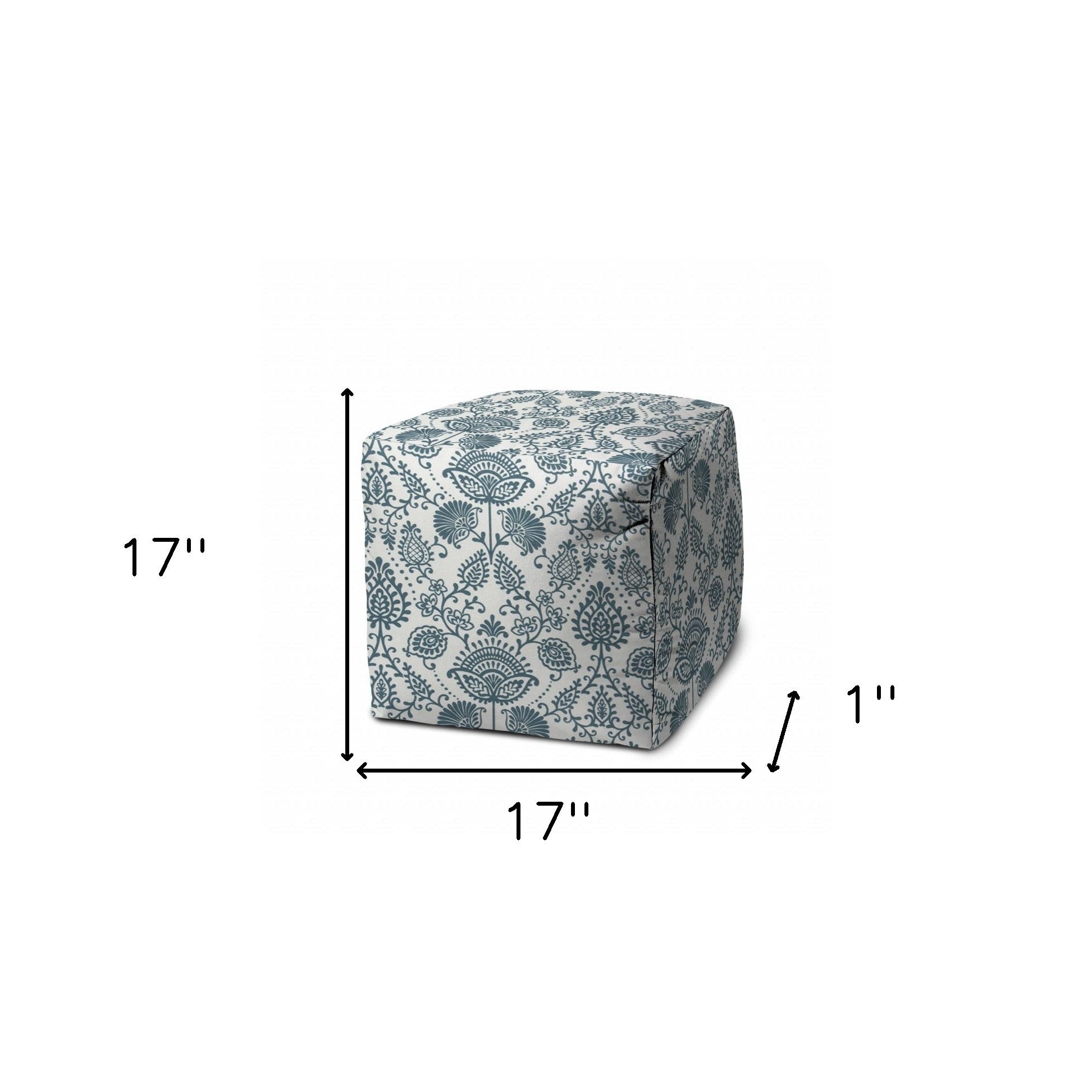 17" Gray Cube Indoor Outdoor Pouf Cover