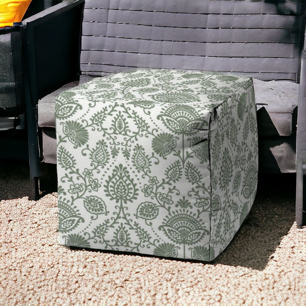 17" Gray Cube Indoor Outdoor Pouf Cover