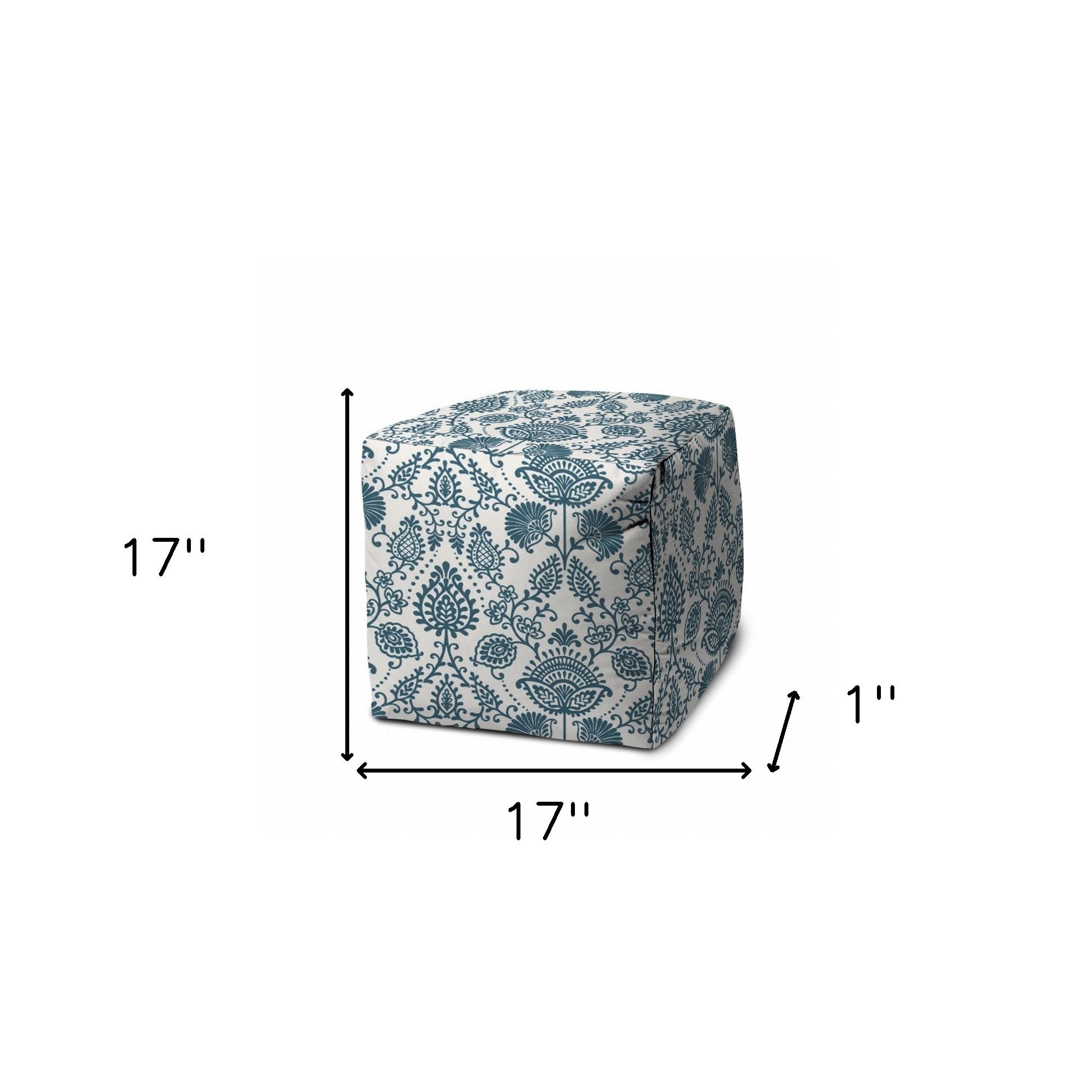 17" Gray Cube Indoor Outdoor Pouf Cover