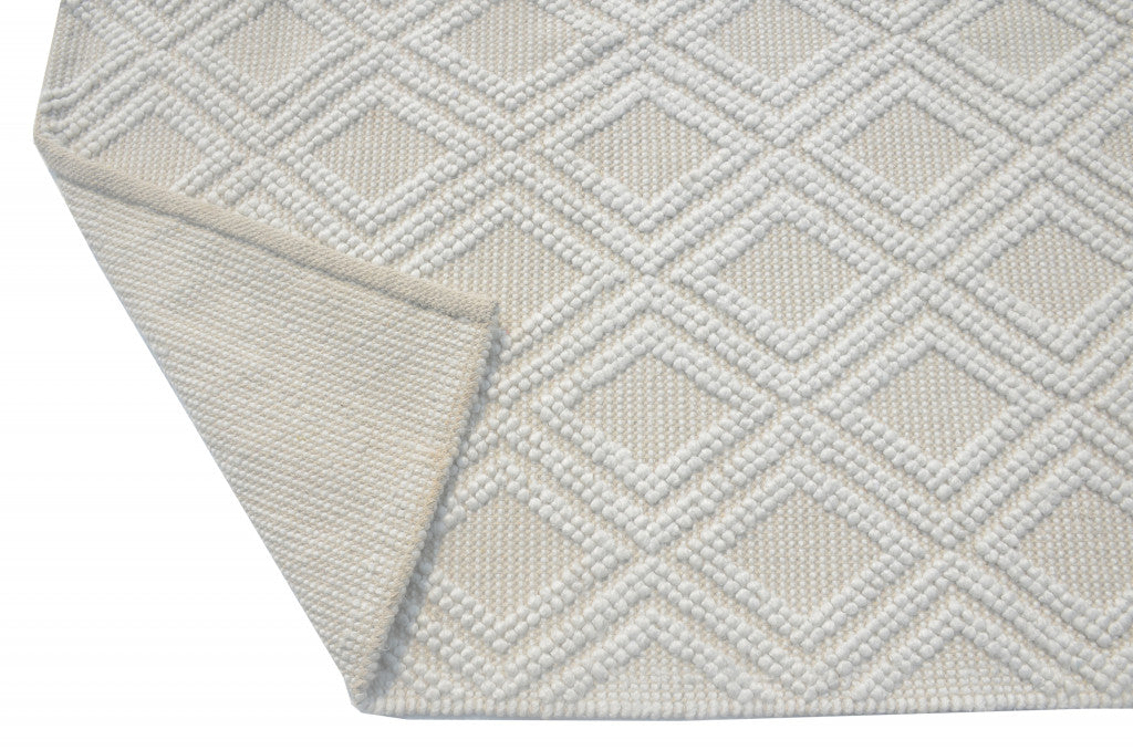 5' X 7' Ivory Geometric Handmade Area Rug