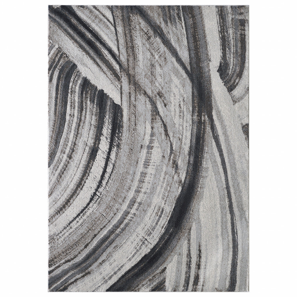 7' X 10' Gray Abstract Dhurrie Area Rug