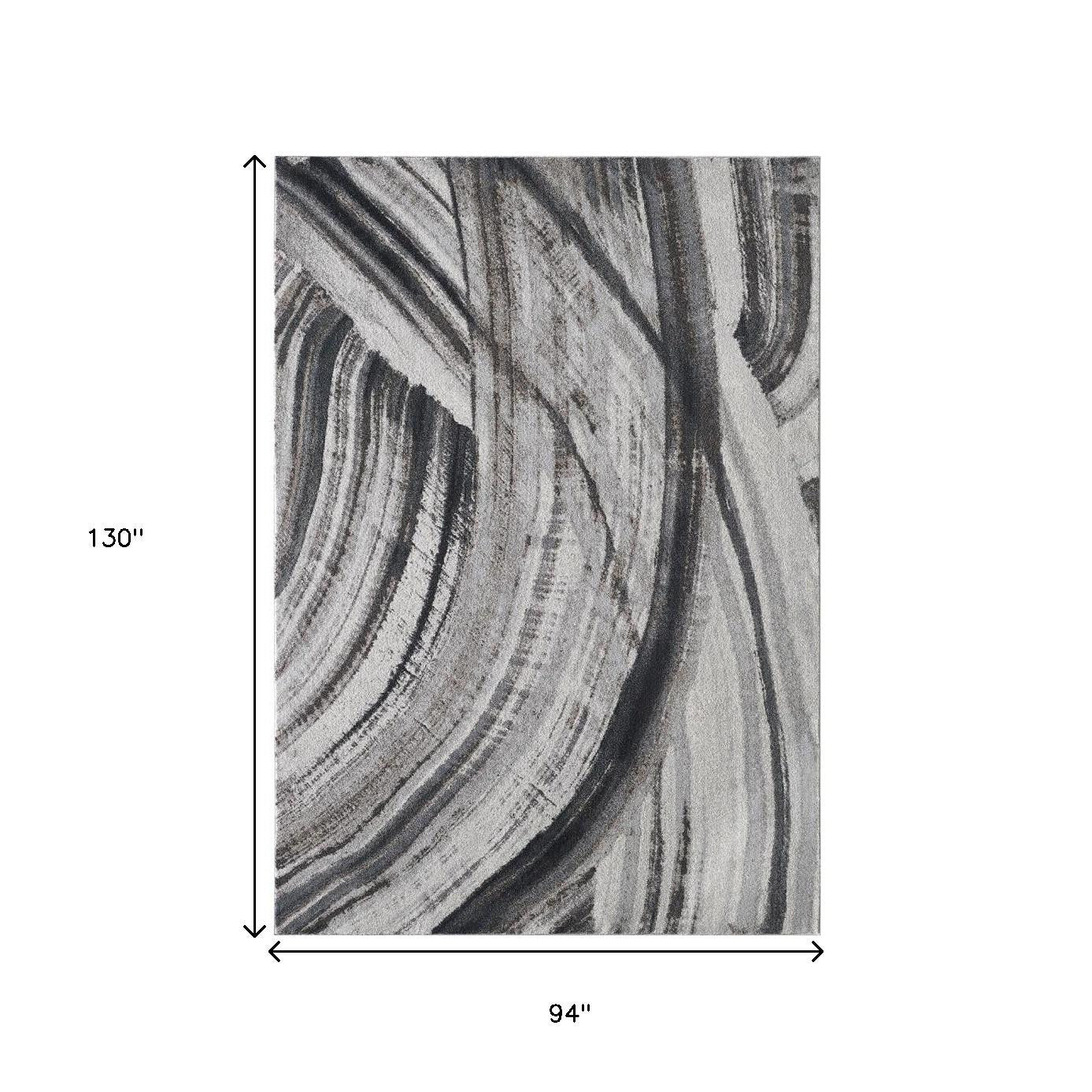 8' X 11' Gray and Ivory Abstract Area Rug