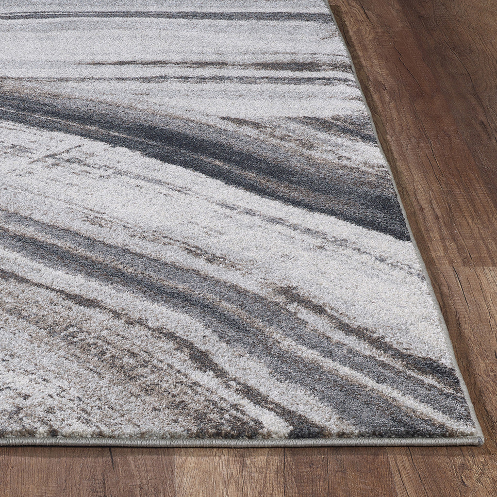10’ x 13’ Gray Ivory Abstract Strokes Modern Area Rug