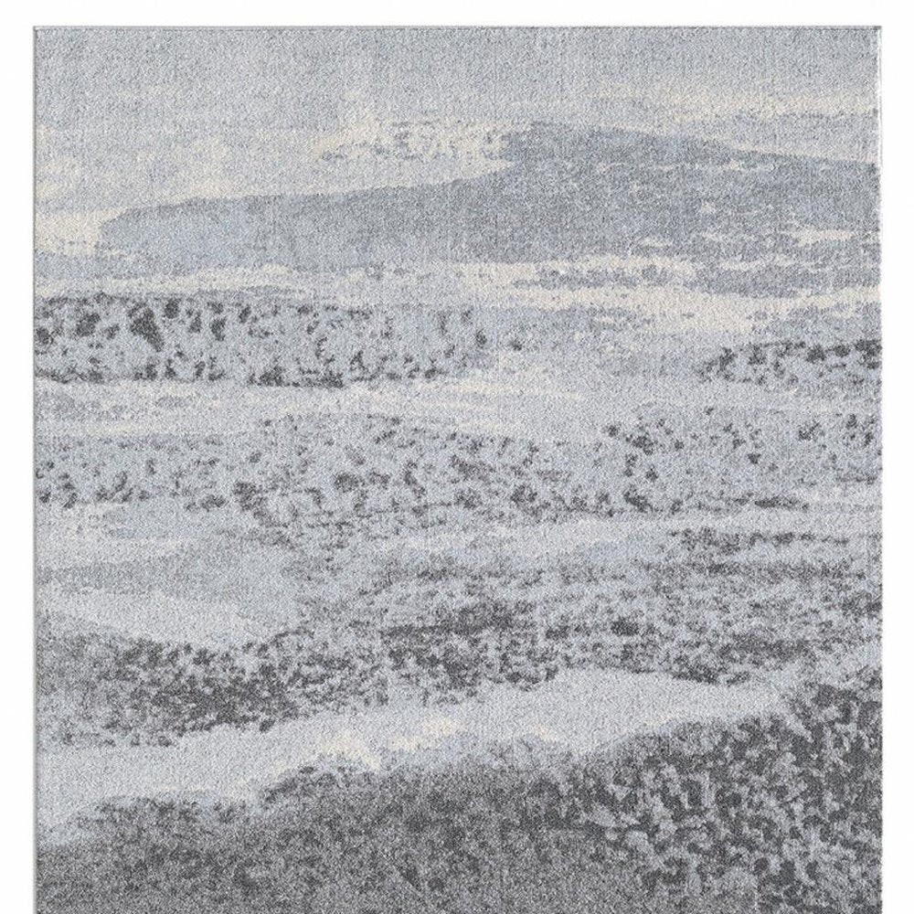 7' X 10' Blue and Gray Abstract Area Rug