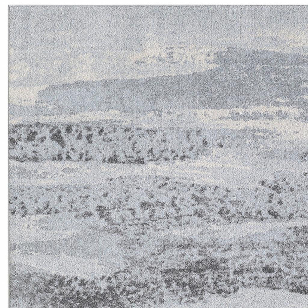 7' X 10' Blue and Gray Abstract Area Rug