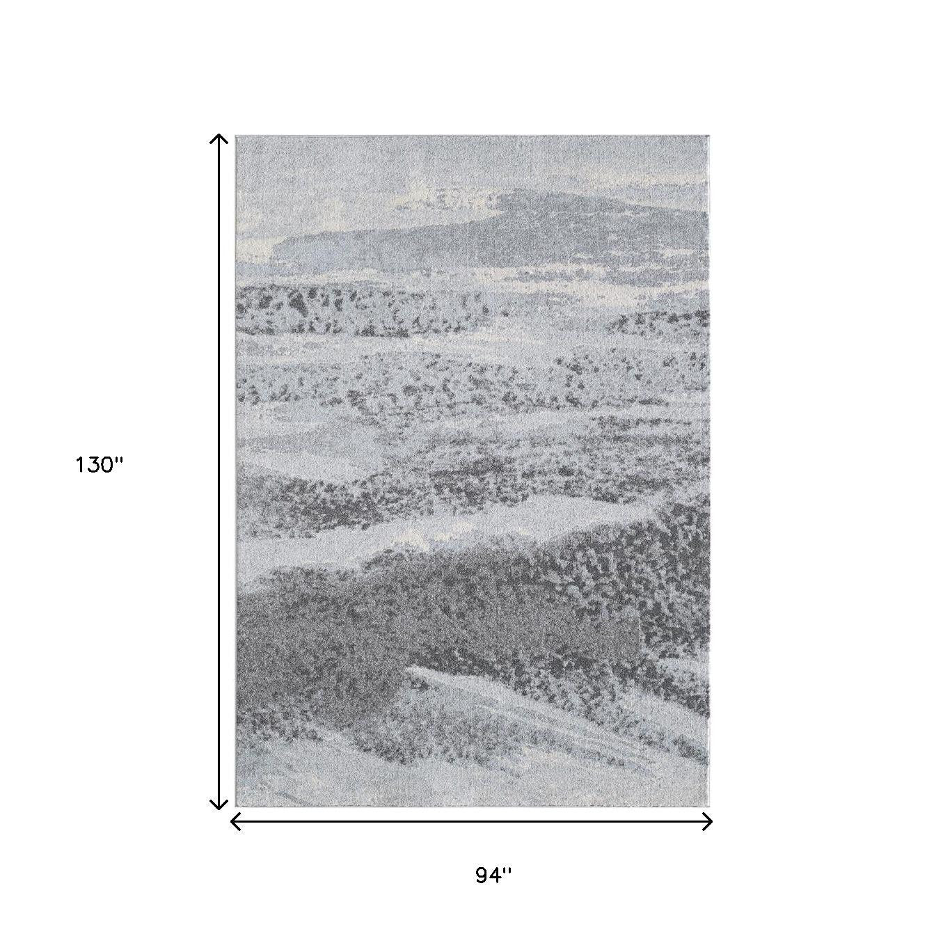 8' X 11' Blue and Gray Abstract Area Rug
