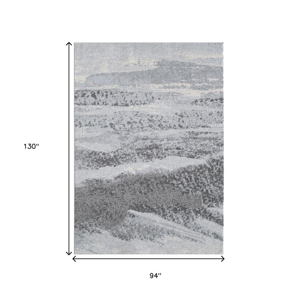 8' X 11' Blue and Gray Abstract Area Rug