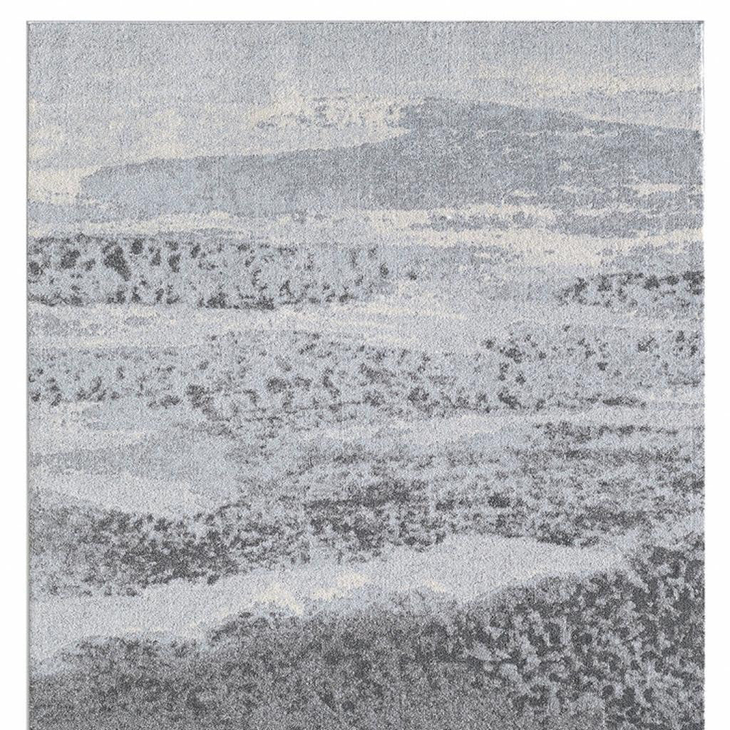 8' X 11' Blue and Gray Abstract Area Rug