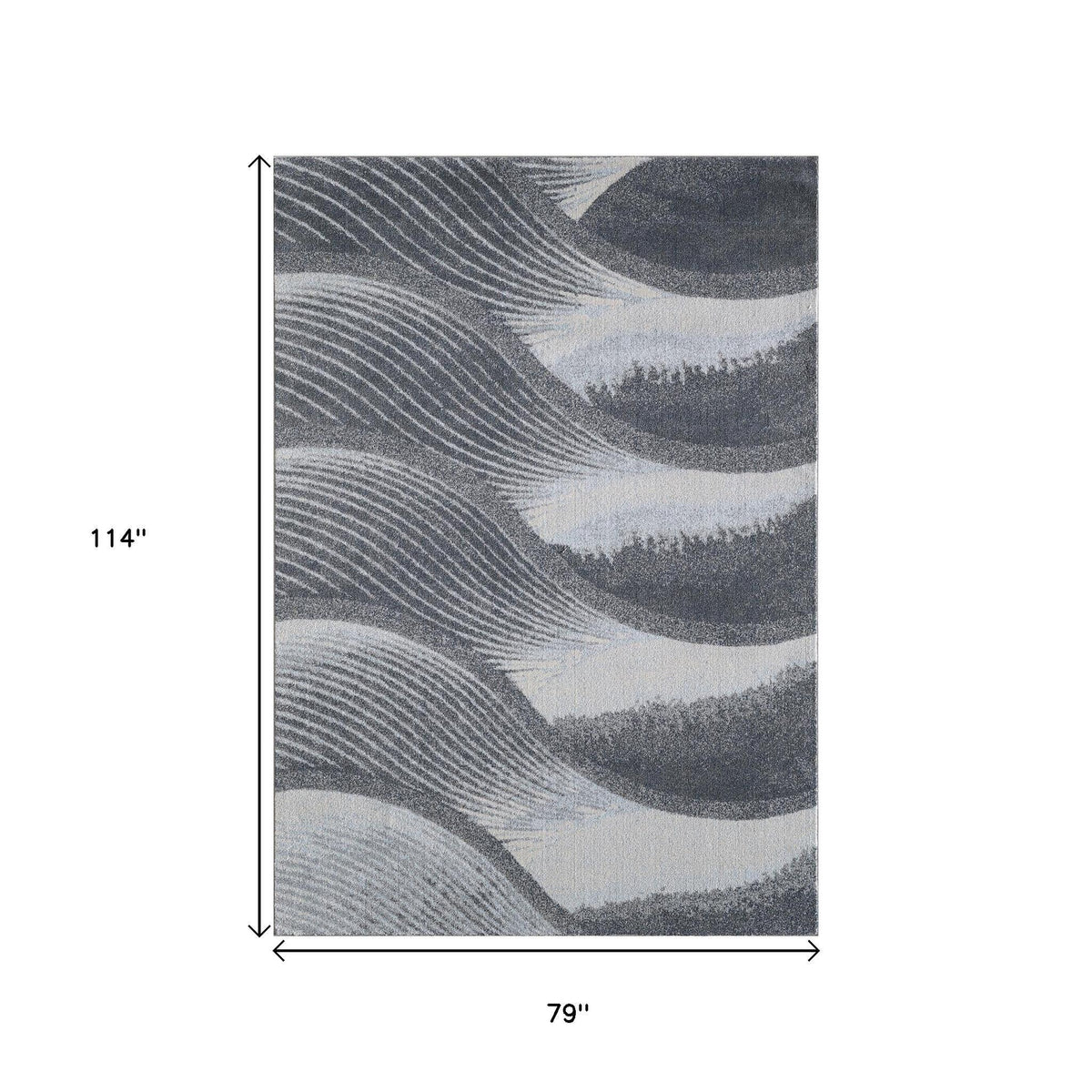 7' X 10' Blue and Gray Abstract Area Rug