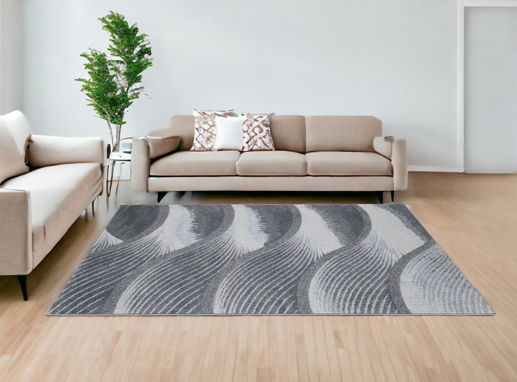 8' X 11' Blue And Gray Abstract Dhurrie Area Rug